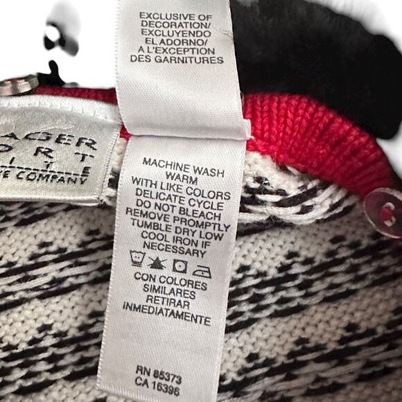 Vtg Villager Sport Petite M Fair Isle Sweater Faux Fur Collar Full Zip Holiday - Picture 7 of 10